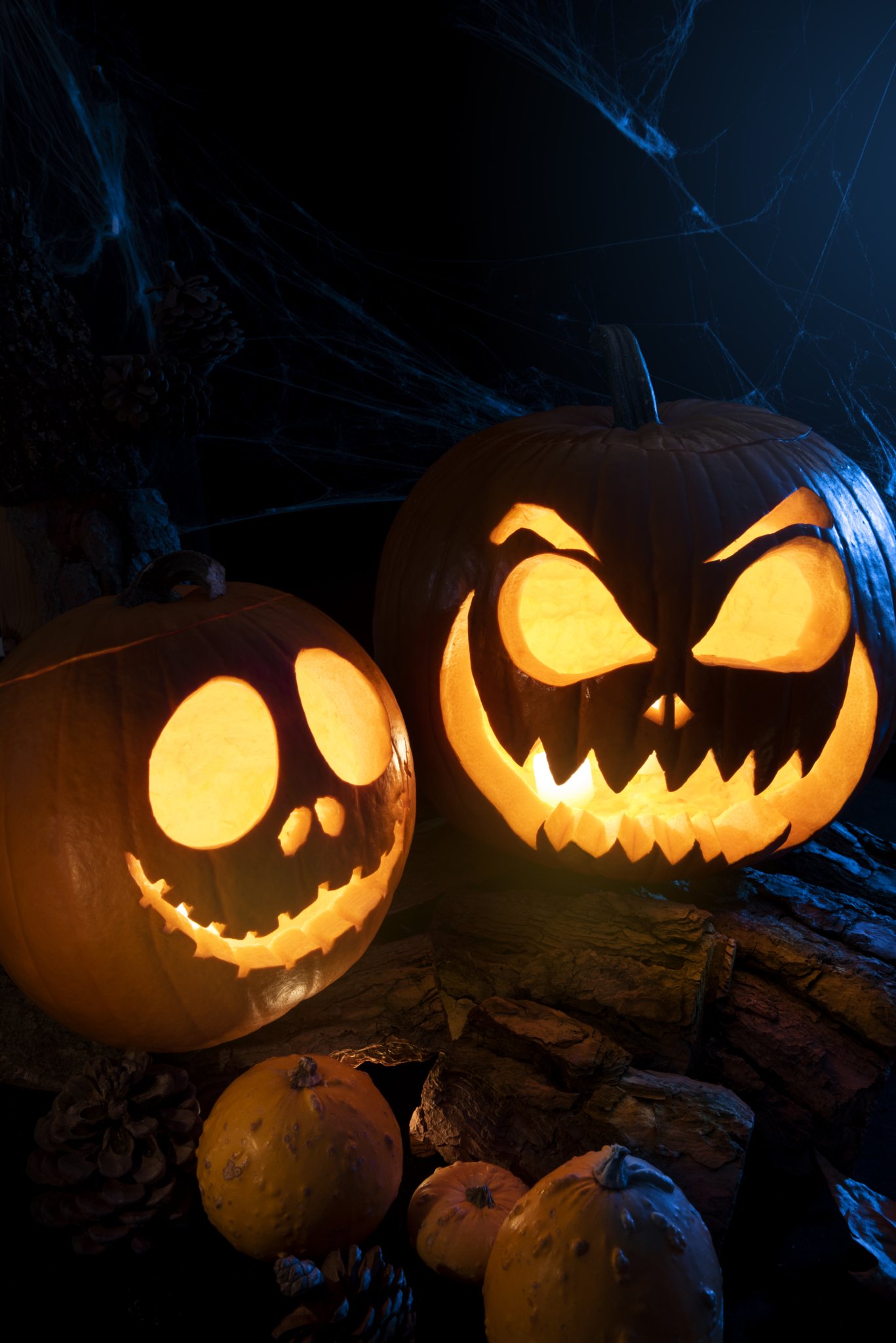 carved-halloween-pumpkins-with-spiderweb